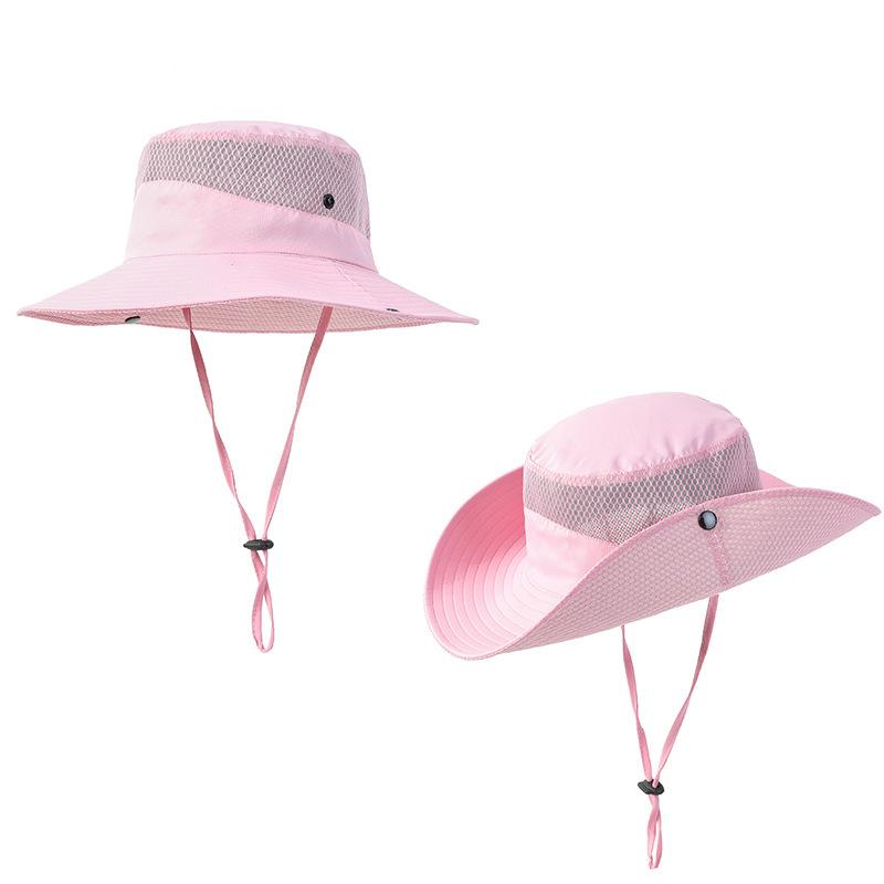 Quick Drying Summer Men'S Bucket Hat Outdoor Uv Protection Wide Border Panama Safari Hunting Hiking Hat Mesh Fisherman'S Hat