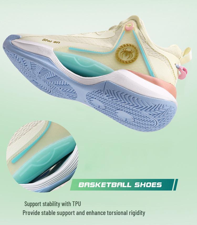 Unisex Luminous Low-Top Basketball Shoes with Rotary Buckle, Wear-Resistant Mesh Upper, Ideal for Spring and Summer Training.