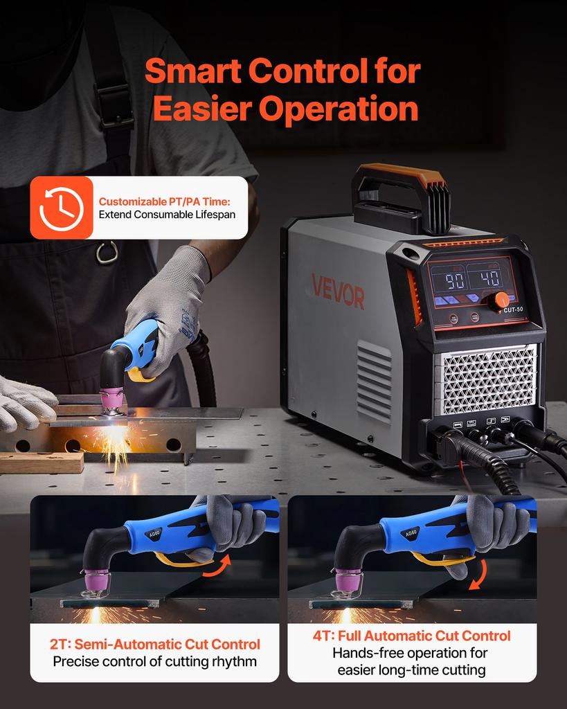 VEVOR Plasma Cutter, 50A Non-Touch Pilot Arc Plasma Cutting Machine