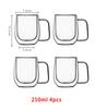 1/2/4pcs Double Wall High Borosilicate Glass Mug Heat Resistant Handle Coffee Milk Juice Water Cup 250/400ml