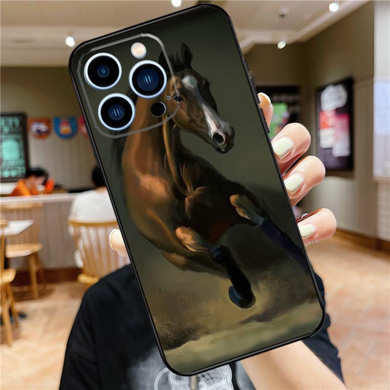 Running Horses Animal Case For iPhone 17 16 15 13 12 11 14 Pro Max Mini Plus 16e 17 Air Bumper Cover Accessories