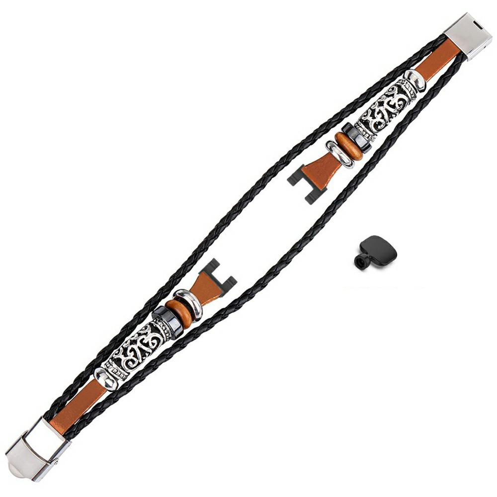 For Garmin Lily Ethnic Band Bracelet Leather+Metal Wrist Strap with Tool
