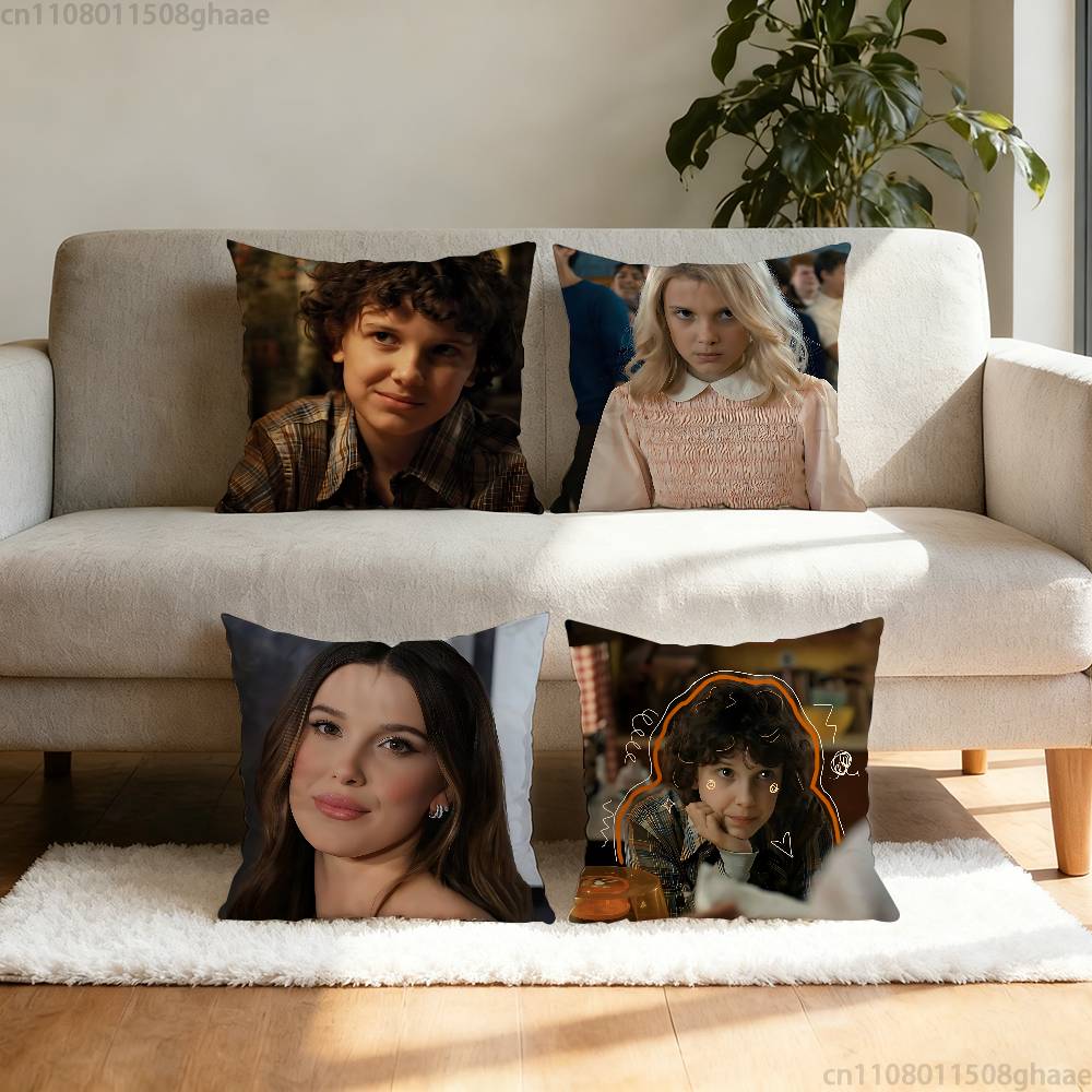 MMillie Brown Stranger Pillow Case Square DoubleSided Printing Short Plush Sofa Cushion Cover Bedroom Bedside Pillow