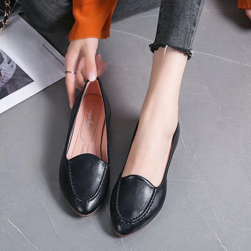 

Мокасины с острым носком Женские балетки Кожаная повседневная обувь для женщин со скидкой Отпуск Высокое качество Мода Быстрая доставка Обувь 40