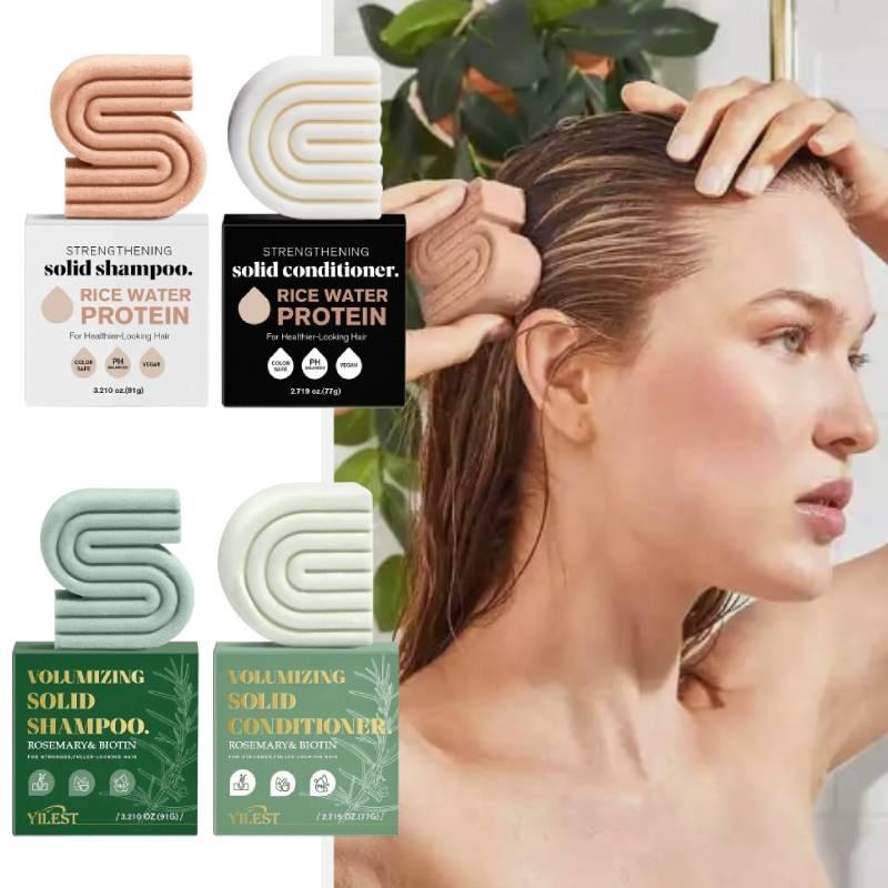 Nourishing Hair Shampoo And Conditioner Bar Soap With Rice Water And Rosemary Essence For Deep Cleansing And Moisturizing Benefits