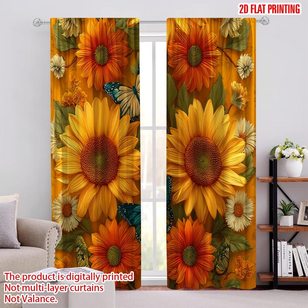 

2pcs,2D plane printing Curtain Fabric Blossom Symphony(1) Versatile Polyester Fabric (without rod) Gifts Use for Living Room, 52.50 × 116.00 cm 2 pcs