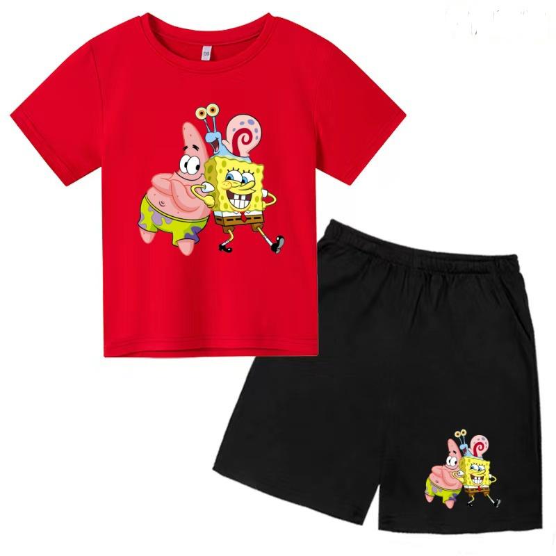 Children's Summer Anime Fashion T-Shirt Boys and Girls Short Sleeve Shorts Casual Sports Set