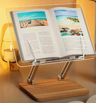 Adjustable Acrylic Reading Stand - Multi-Angle Desktop Holder for Books, Tablets, Laptops & Writing Boards,Transparent Bookstand