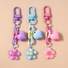 Pretty Flower Keychain Love Heart Key Ring Pendant for Women Girls Handbag Decor DIY Handmade Jewelry Gifts