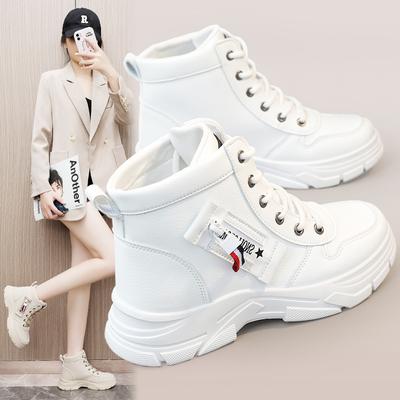 Neue Einfarbig frauen Schuhe 2023 Herbst Koreanischen Stil Atmungsaktive Erhöhte Plattform Sport Casual Schuhe Bord Schuhe Mid-top