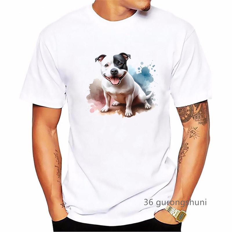 Staffordshire Bull Terrier Dog Animal Printed T Shirt MenS Clothing Summer Fashion Tops Tee Shirt Homme Harajuku Shirt