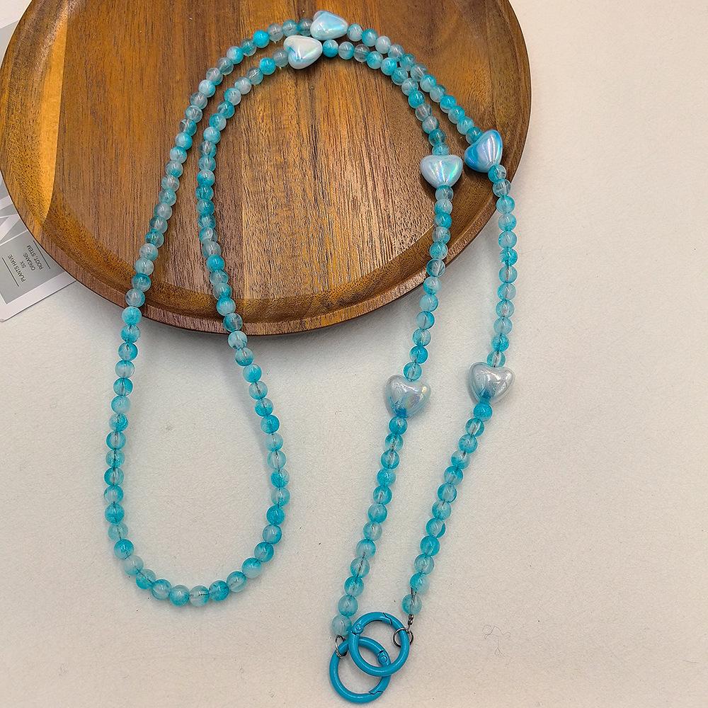 Beaded Love Crossbody Chain Phone Lanyard: Stylish Gift for Women with Pearl Pendant. Perfect for Keeping Your Phone Close At Hand!