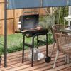 Charcoal Barbecue, BBQ Trolley with Shelves, Wheels, Lid, Thermometer, Chimney, In Metal, Black