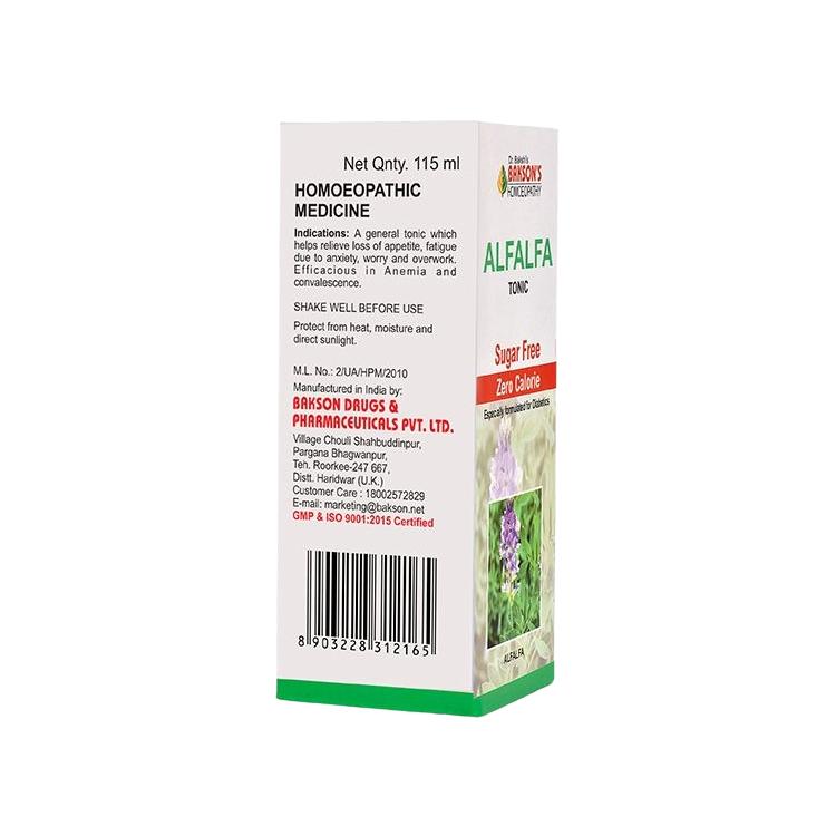 Alfalfa Tonic ohne Zucker und Kalorien (115 ml), Alfalfa Tonic Zuckerfreier Null-Kalorien-Bakson