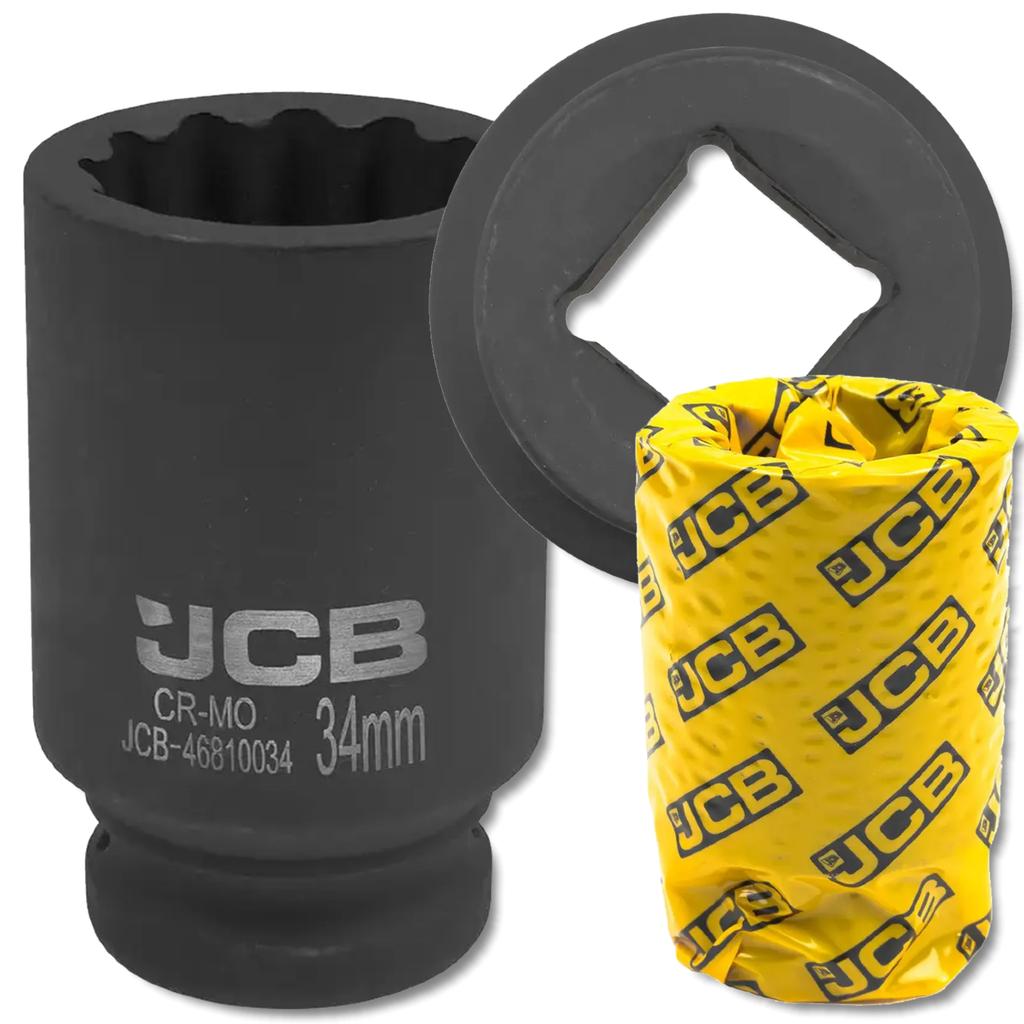 JCB 3/4" Cr-Mo Deep Impact Socket 12-Point 34mm Socket Wrench