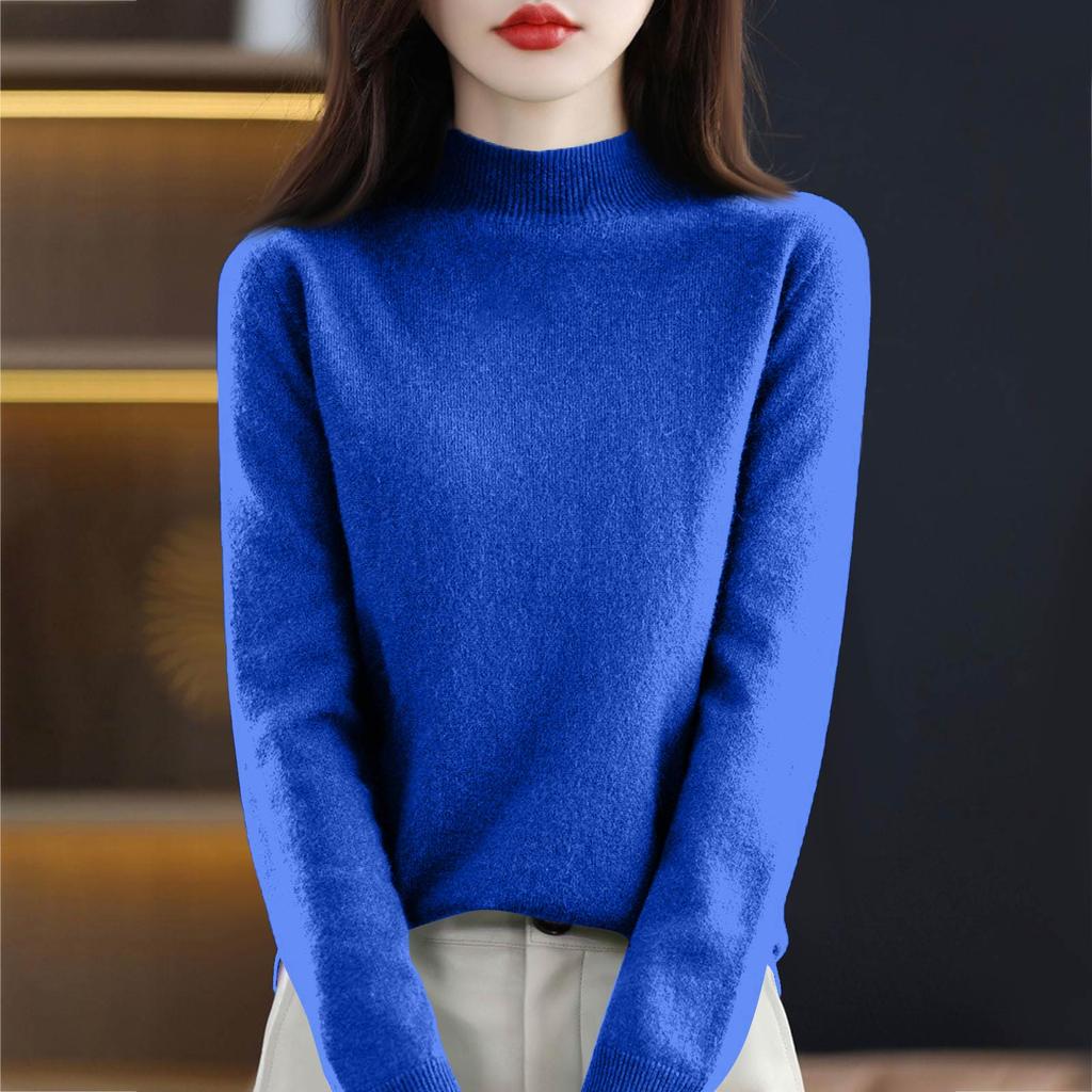 Women's Knit Turtleneck Long-Sleeve Top Casual Comfortable Long-Sleeve Blouse