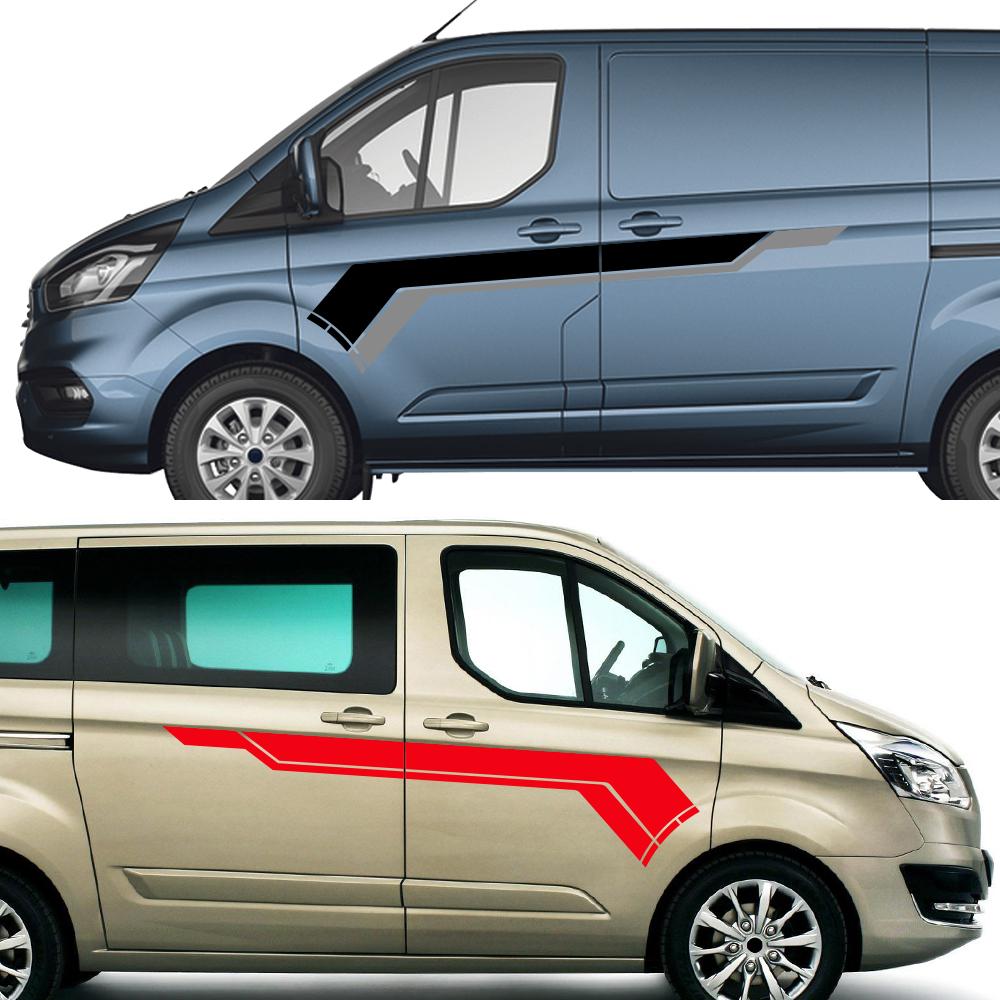 Car Body Side Stickers For Ford Transit Van Sport Side Graphics Stripes Decor Vinyl Decals Auto Decoration Stickers Accessories