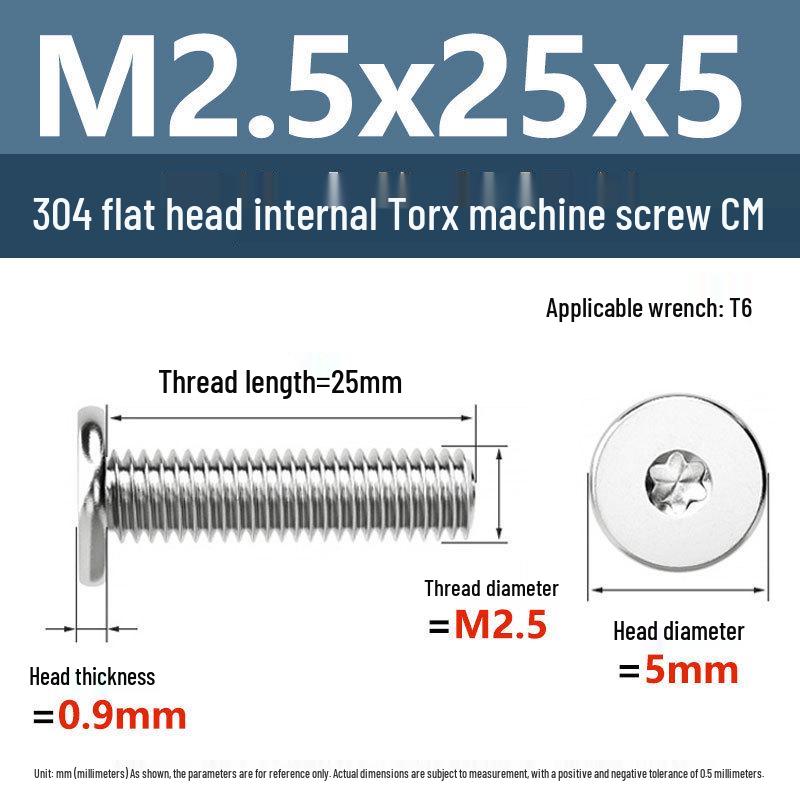Yigu 304 Stainless Steel Thin Flat Head Torx Screw M2-M8 for Computer Machines