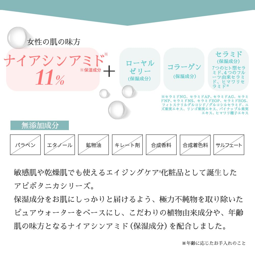 Contains niacinamide Moisturizing cream for sensitive skin Aging care Apibotanica Moisture Cream 30g Total care Highly moisturizing Gentle on the skin