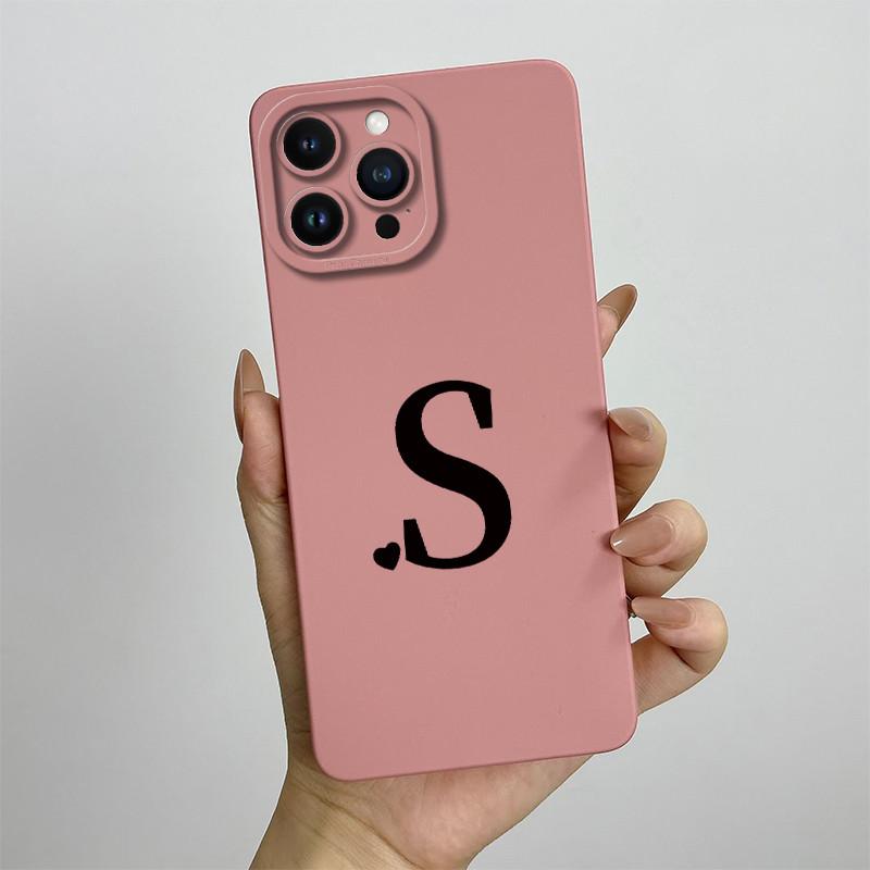 For iPhone 13 Pro Max Case iPhone 13 Pro Cover Cute Couple Initial Letters Square Skin Phone Case Matte Shockproof Back Cover