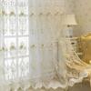 1PC LOZUJOJU European Style Luxury Three-dimensional Embroidery Transparent Tulle Sheer Curtain for Living Room Bedroom Window Decoration Home Decor