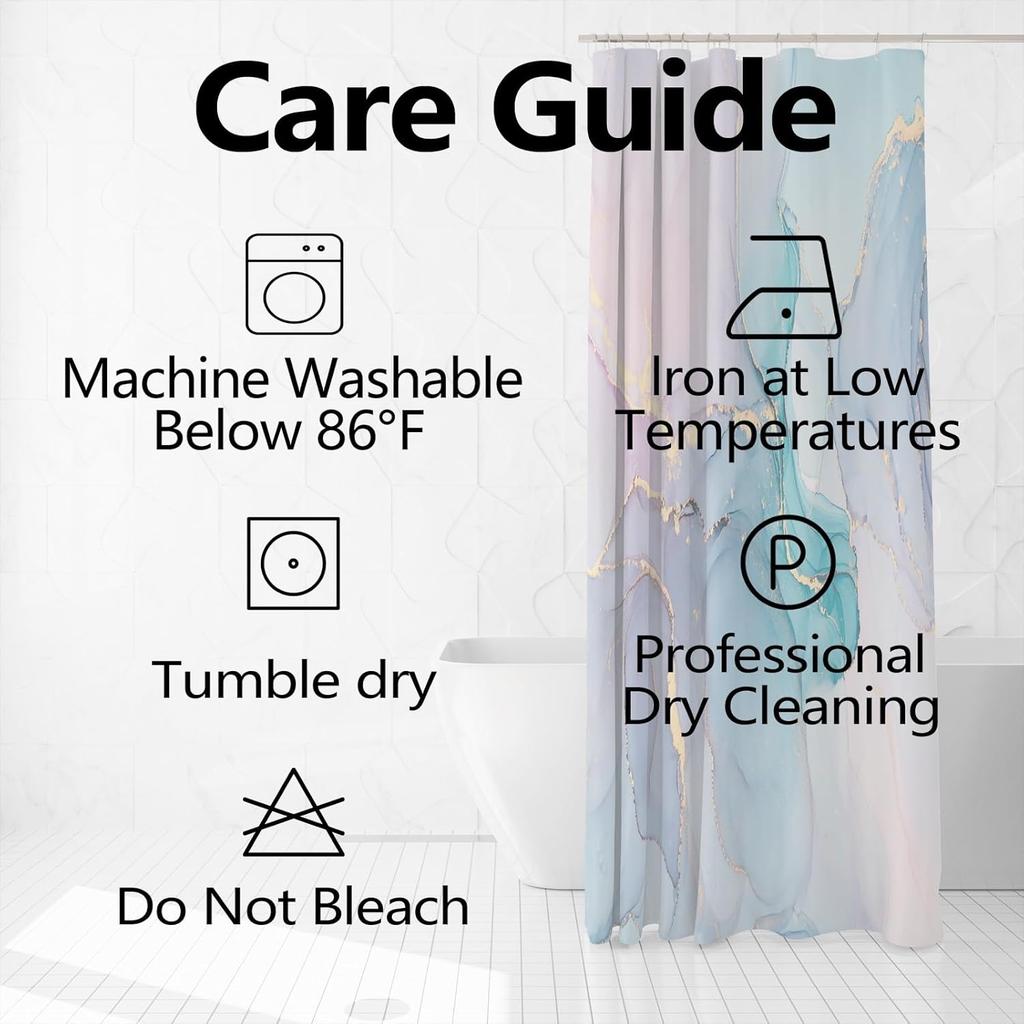 Marble Shower Curtain 72x72 inches for Bathroom Abstract Pale Pink Blue Bathtub Room Partition Hotel Decoration Modern Mineral Waterproof Fabric