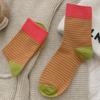 Women's Striped Mid-Tube Socks - Trendy Autumn/Winter Outdoor Retro Japanese Style for Students
