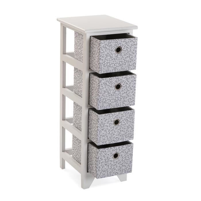 Armoire Étagère de salle de bain Oxford - 72 x 30 x 25 cm - Commode avec 4 tiroirs de rangement en Bois - Blanc - Versa