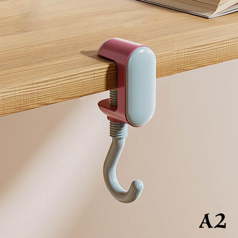 1pc Adjustable Dopamine Hanging Hooks Desk Edge Hook Punch Free Wall-mounted Storage Rack Bag Cup Holder Home Organization
