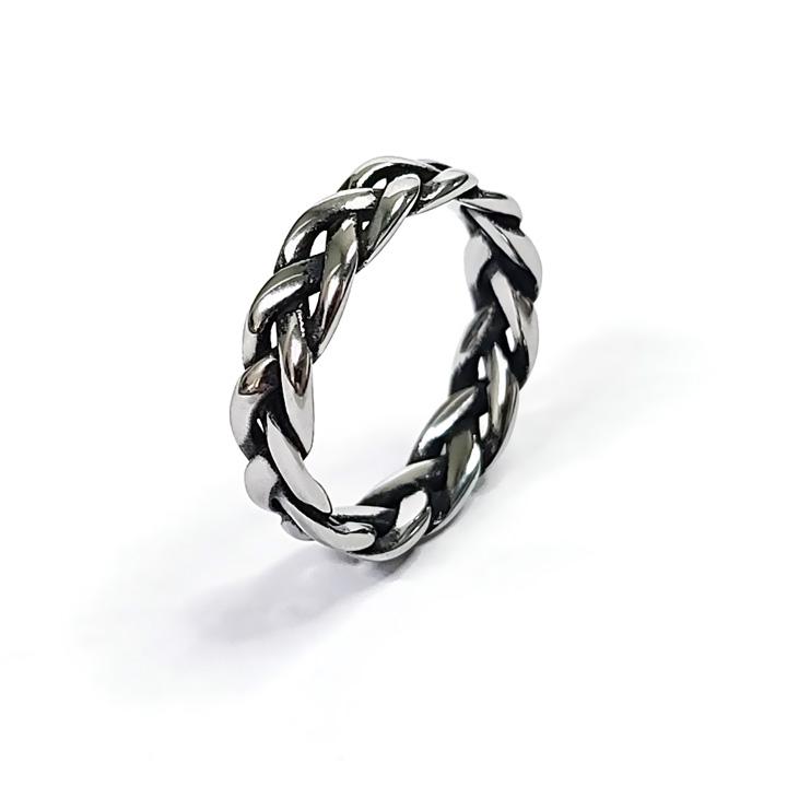 Glory_Arden [Unisex] Burnished Surgical Steel Twisted Ring / Gbsr-054