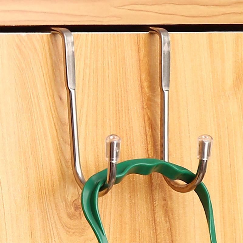 No-Drill Seamless S-Shaped Hook for Cabinet and Bathroom Doors - 304 Stainless Steel Double Clothes Hook