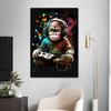 Watercolor Cool Monkey Headphone Dj Music Poster And Print Canvas Painting Animal Wall Art Pictures for Living Room Home Decor