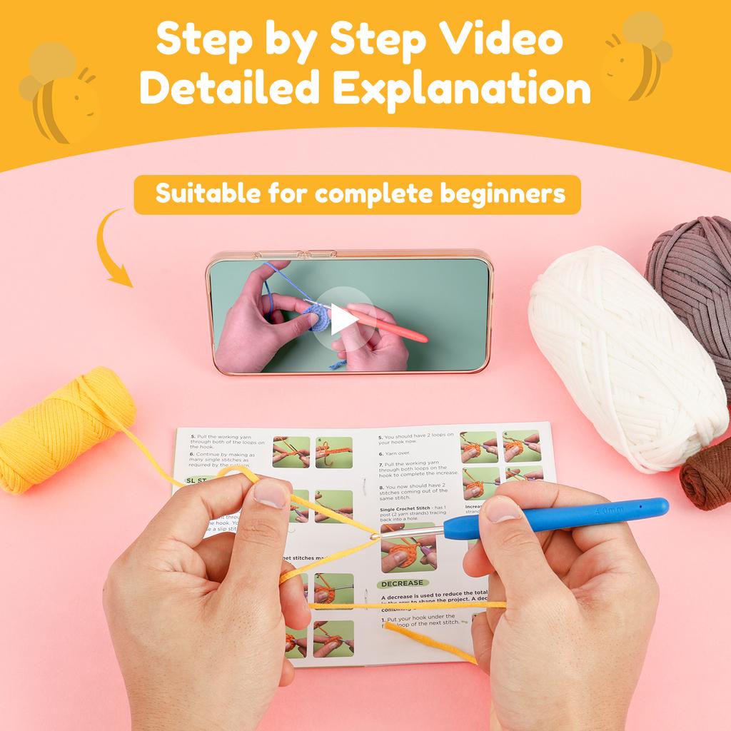 Вовняна пряжа Милий тваринний набір для в'язання гачком Різдвяний подарунок Веселе рукоділля своїми руками Набір для в'язання гачком для початківців Набір для в'язання гачком Любителям рукоділля Інструменти для в'язання