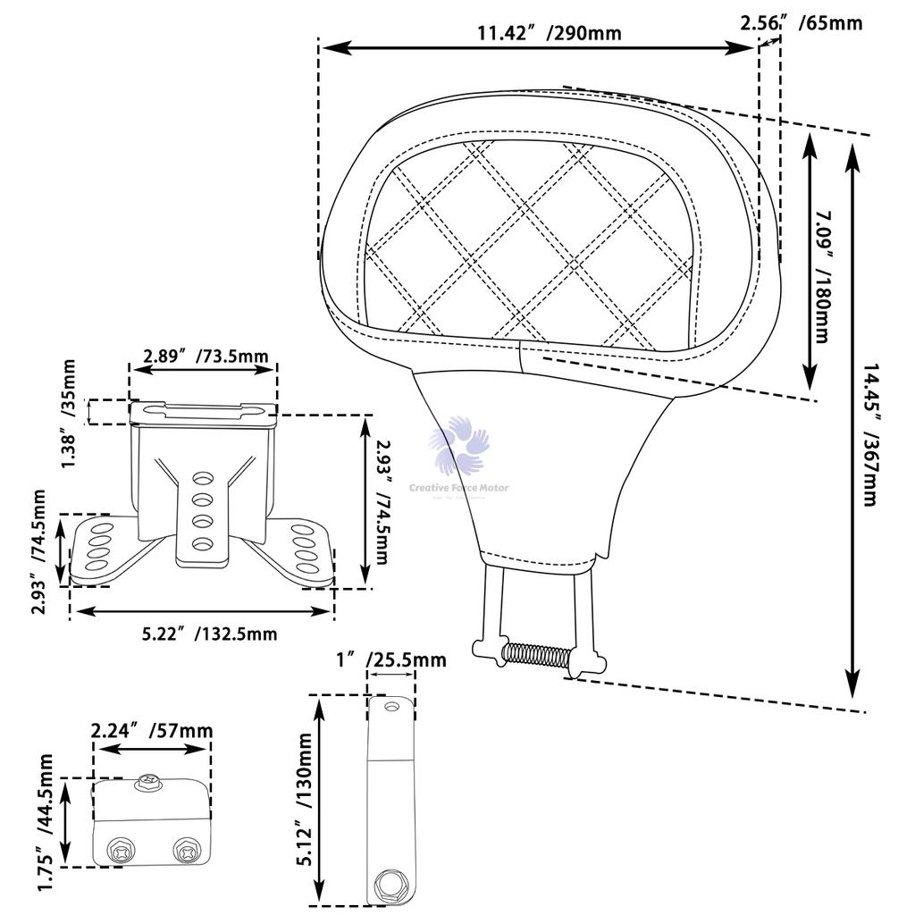 Motorcycles Front Driver Rider Seat Backrest Pad Adjustable For Harley Davidson Touring Road King Street Electra Glide 2009-2025