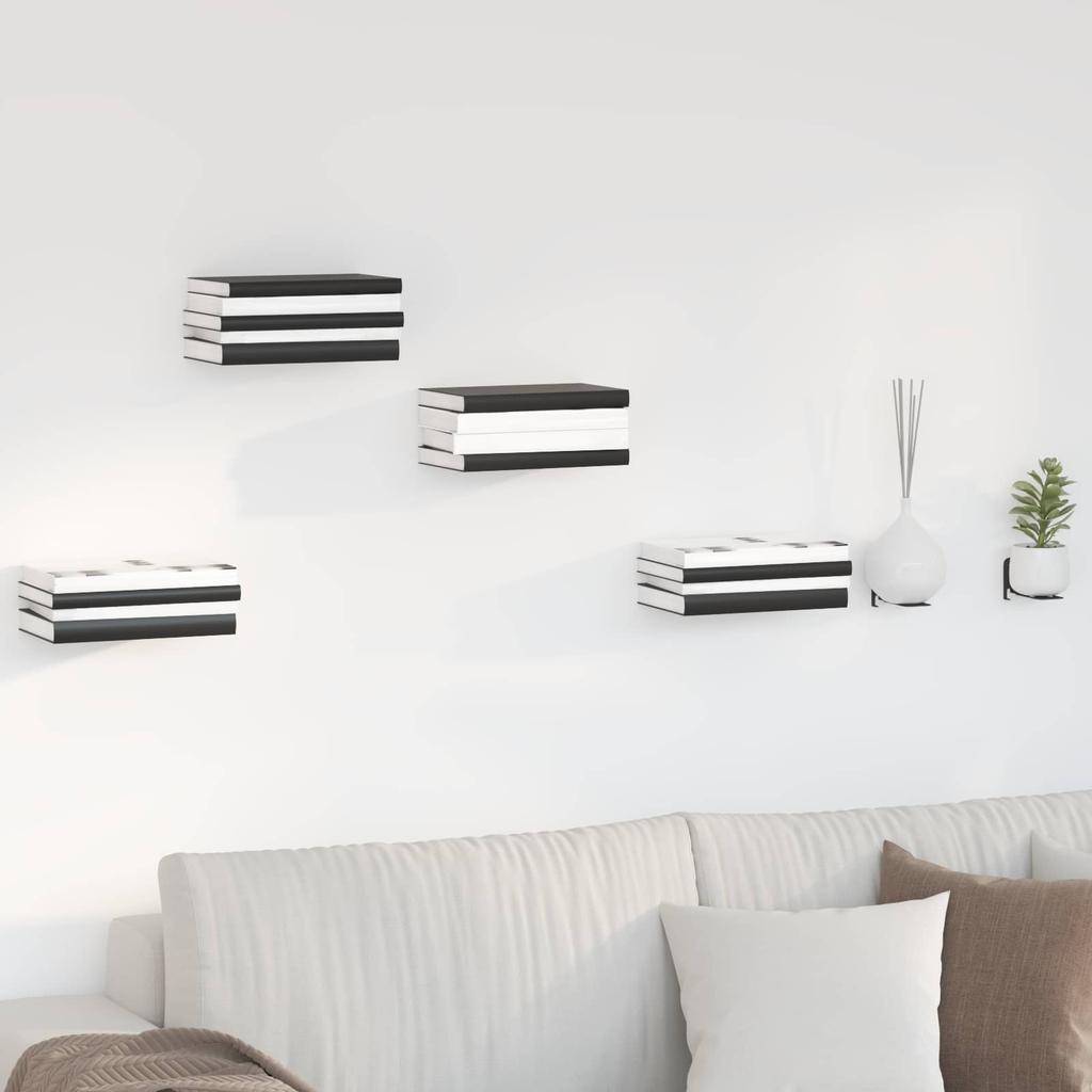 Floating Shelf with Shelf 24 pcs Black 6 x 10.8 x 6.6 cm