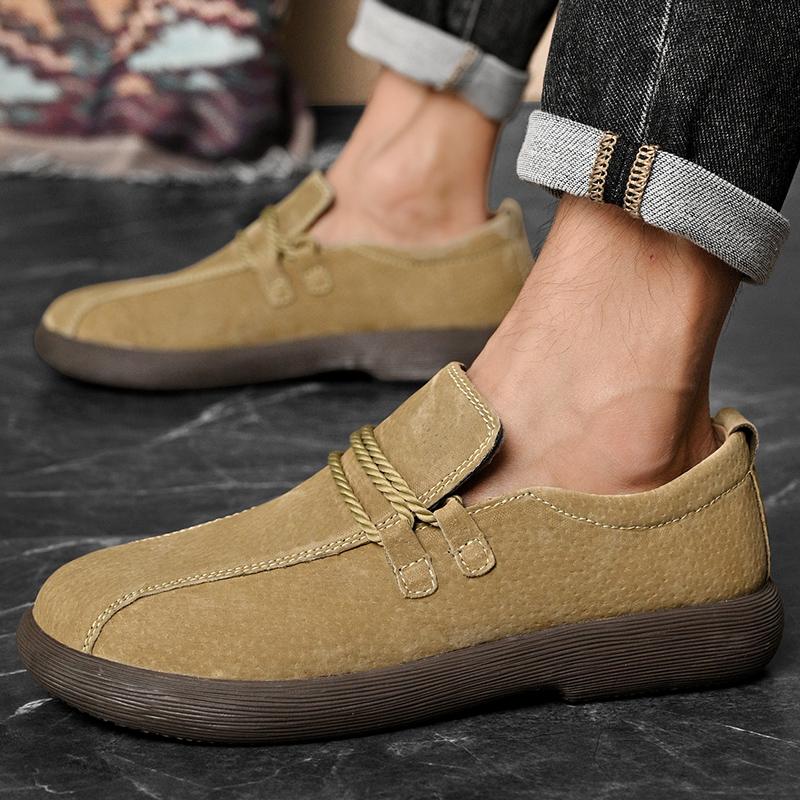 Retro Style Casual Comfort Soft Leather Men's Shoes Low-quality Daily Commuting Shoes Outdoor Soft Sole Anti Slip Driving Shoes