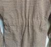 [USED] Brown Check Double-Breasted Coat, No-Collar Long Coat, Korean Style