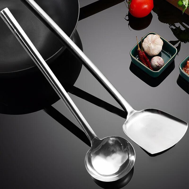 Wok-Pfannenwender mit verlängertem Griff aus Edelstahl