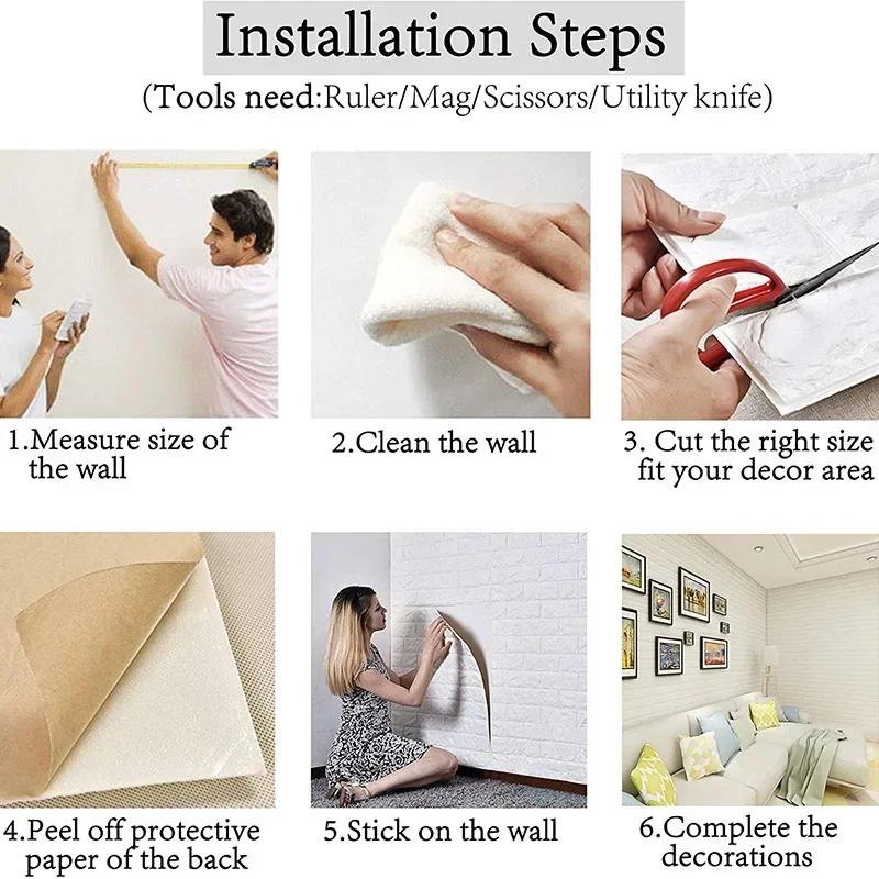 70cmx10m 3D Wallpaper Decoration Self-adhesive Antique Foam Brick Wallpaper Living Room Bedroom Waterproof 3D Wall Sticker