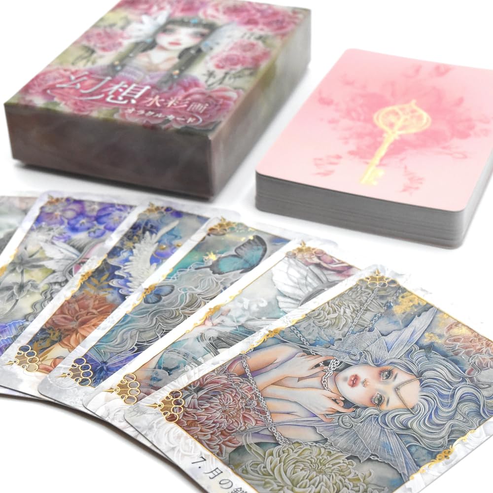 Fantasy Watercolor Oracle Cards Kyoko 44 Cards with Japanese Instruction Manual Artwork Hoshi, Message Yuki. [Authentic]