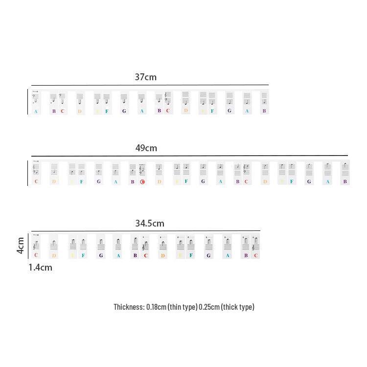 Removable Silicone Piano Note Stickers for Beginners - 88-Key Keyboard Guide