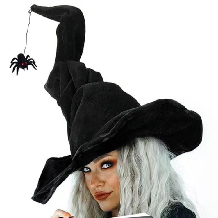 Halloween Witch Caps for Adult Unisex Tulle Wizard Hat Roleplaying Pointed Hat Theme Party Family Gathering Festival Hat