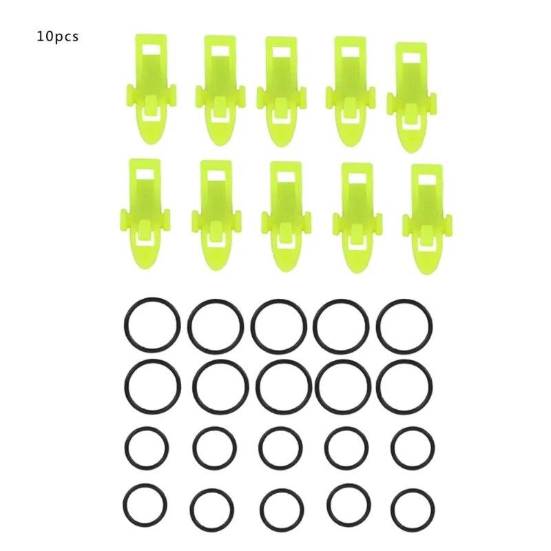 10pcs Fishing Hook Keeper Lure Bait Holder With Rubber Ringsfor Fishing Rod Fishing Gear Portable Accessories Fixed Bait