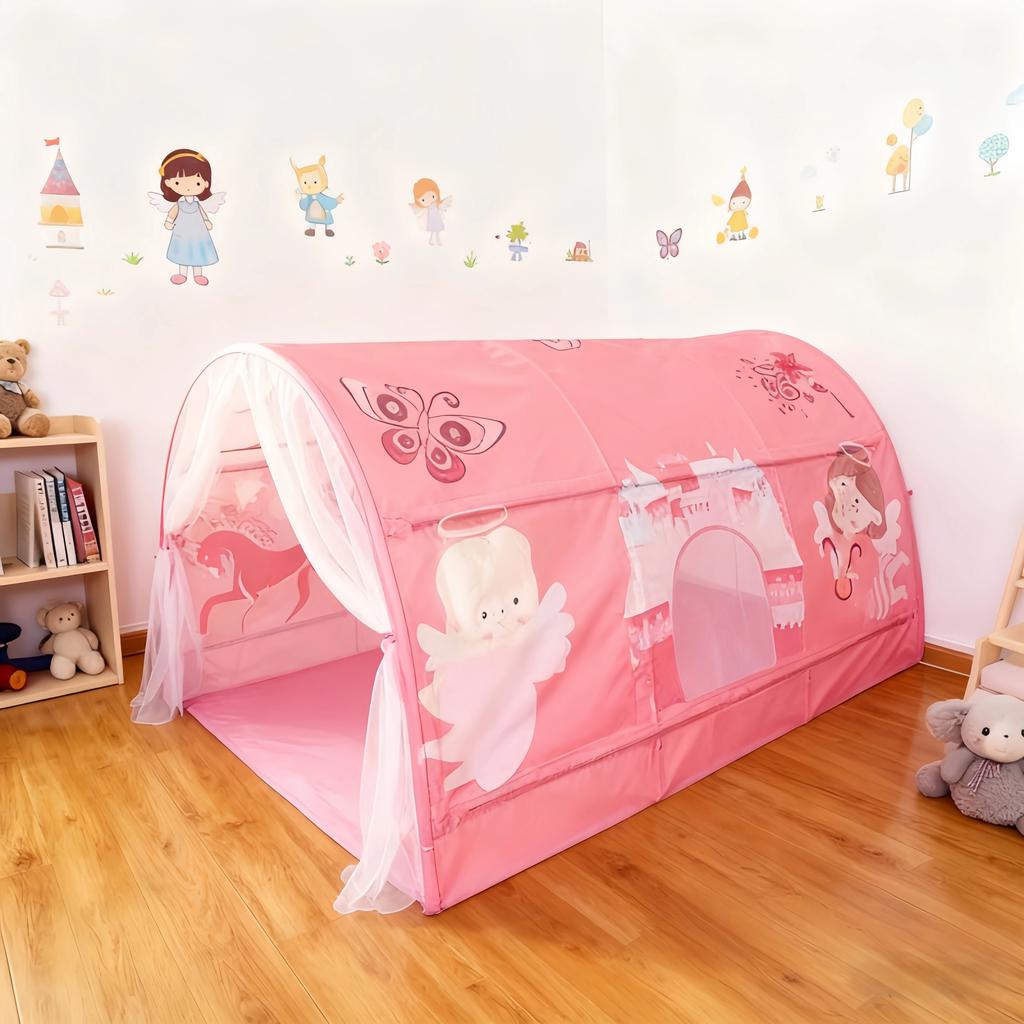 Children's 2 In 1 Dome Indoor Tent Portable Fun Play House Cartoon Sea World & Princess Cart Patterns Child Room Decoration