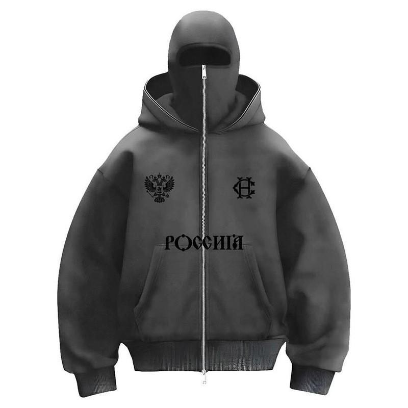 STREETRICH New Balaclava Fashion Double Hoodie Design Hoodie Jacket Hip Hop Street Zipup Hoodie Y2K Men Women Gothic Harajuku Sweatshirt
