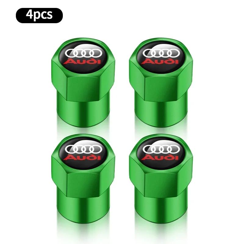 4Pcs Metal Car Logo Wheel Tire Hex Valve Caps Stem Case Covers For Audi A1 A3 A4 A5 A6 A7 A8 Q2 Q3 Q5 Q6 Q7 TT S line S3 S4 S5