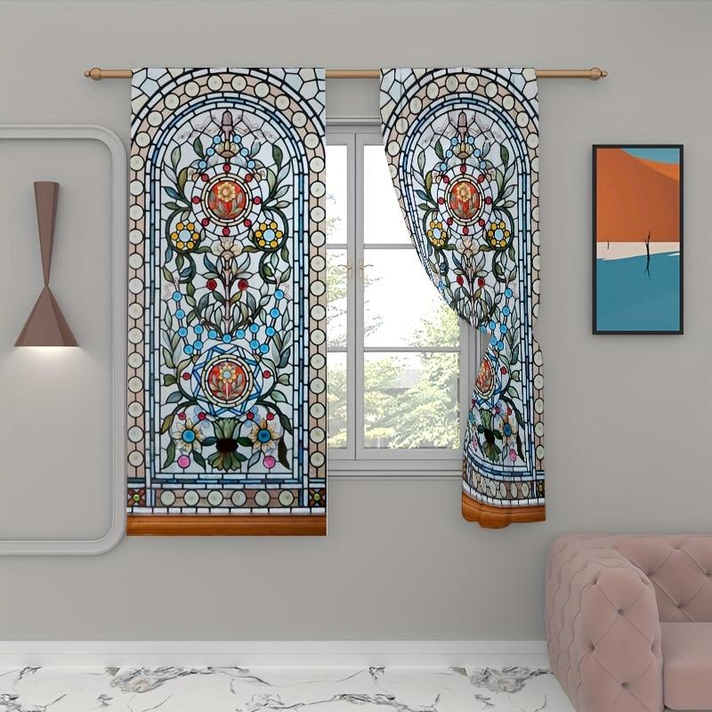 2 Panels European Style Gothic Floral Curtains Beautifully Printed Aesthetic Enhancement for Living Room Bedroom Home Decor
