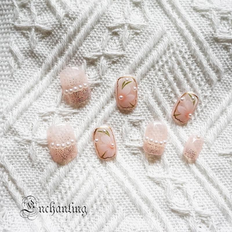 Yajie Na Jasmine Camellia Pearl Nail Art Stickers - Transparent, Shiny, Wearable False Nails