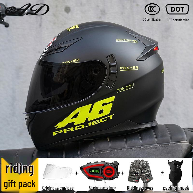 Bluetooth Smart Taillight Flip-Up Motorcycle Helmet for Men and Women - All-Season, Full Coverage for Electric and Off-Road Riding
