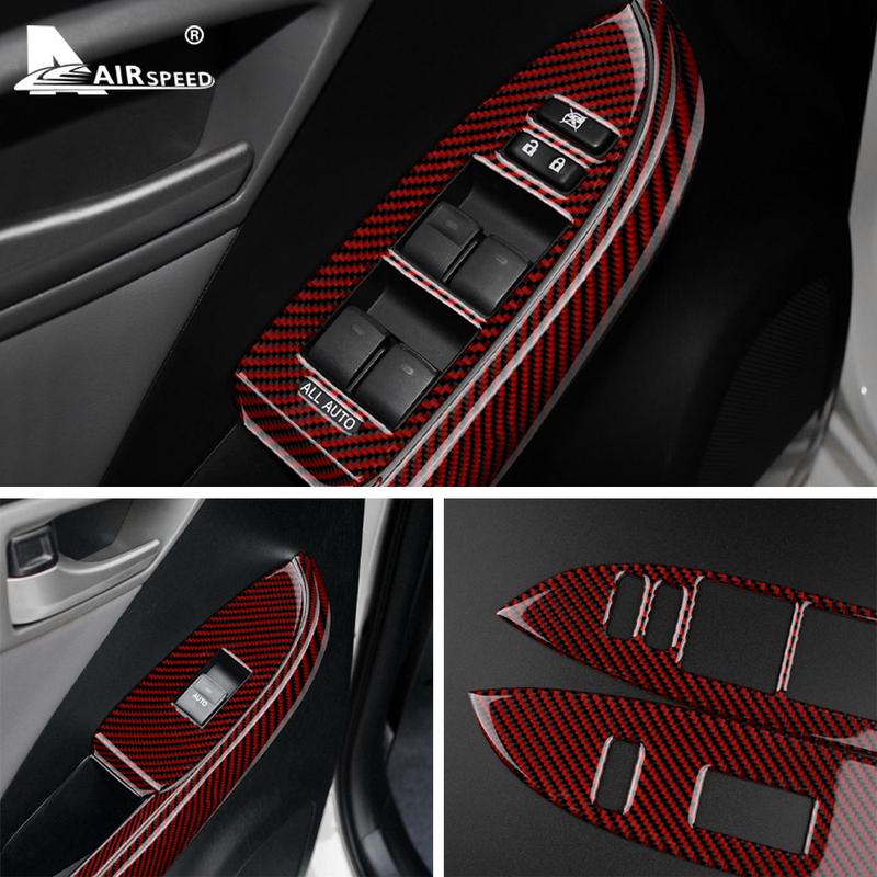 Real Soft Carbon Fiber For Toyota Prius 2010 2011 Door Window Switch Button Interior Trim Panel Car Sticker Accessories.